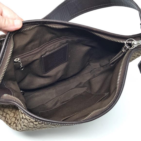 Coach | Brown Signature Canvas Suede Shoulder Bag - Picture 7 of 8